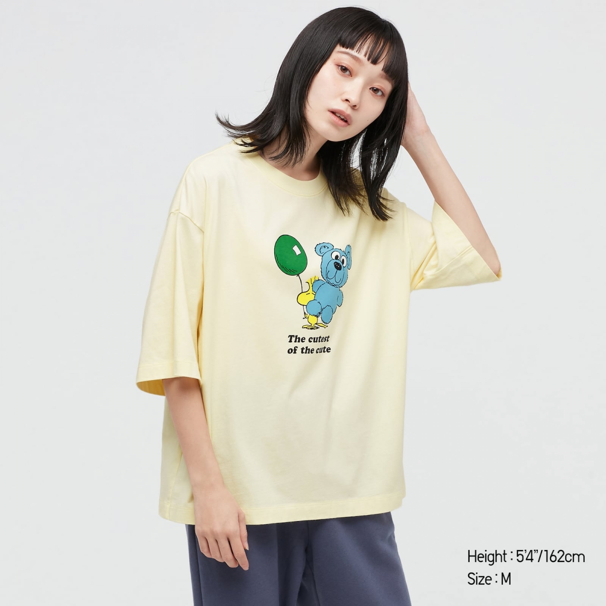 Pastel yellow Women's UNIQLO x Peanuts Sunday Specials UT Short Sleeve Graphic T-Shirt with Woodstock print