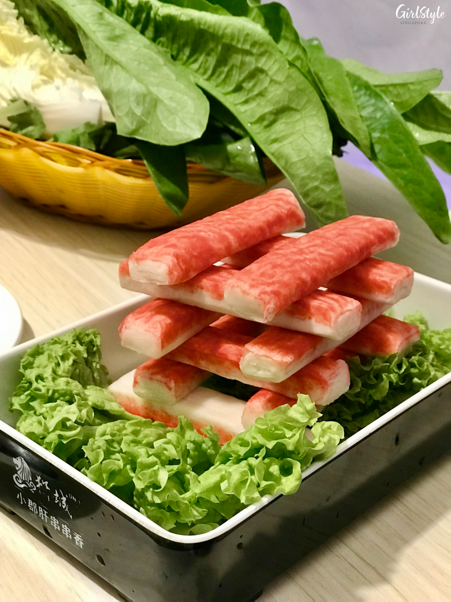 Plate of crabsticks at 中河小镇网红餐厅 tent hot pot restaurant in Singapore