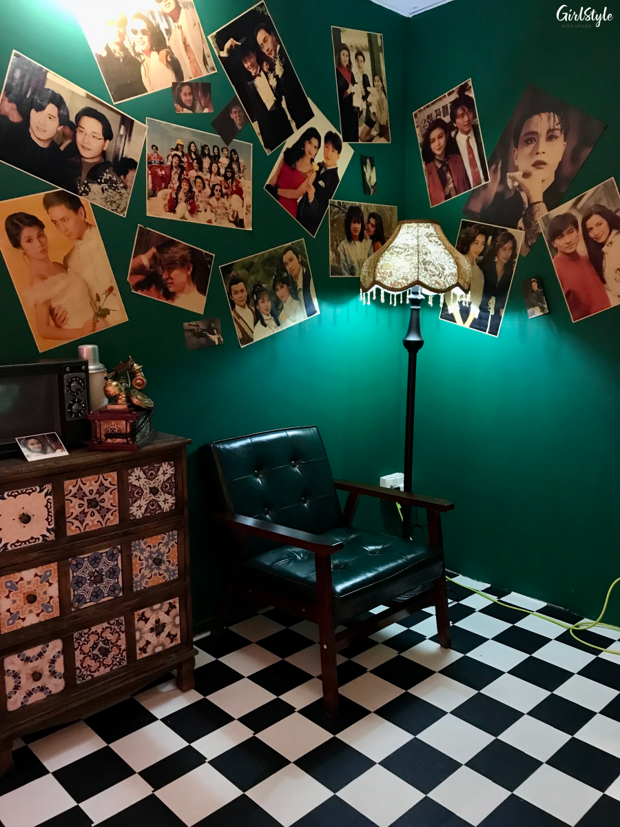1970s Hong Kong themed room with vintage posters at I WAN Selfie Studio