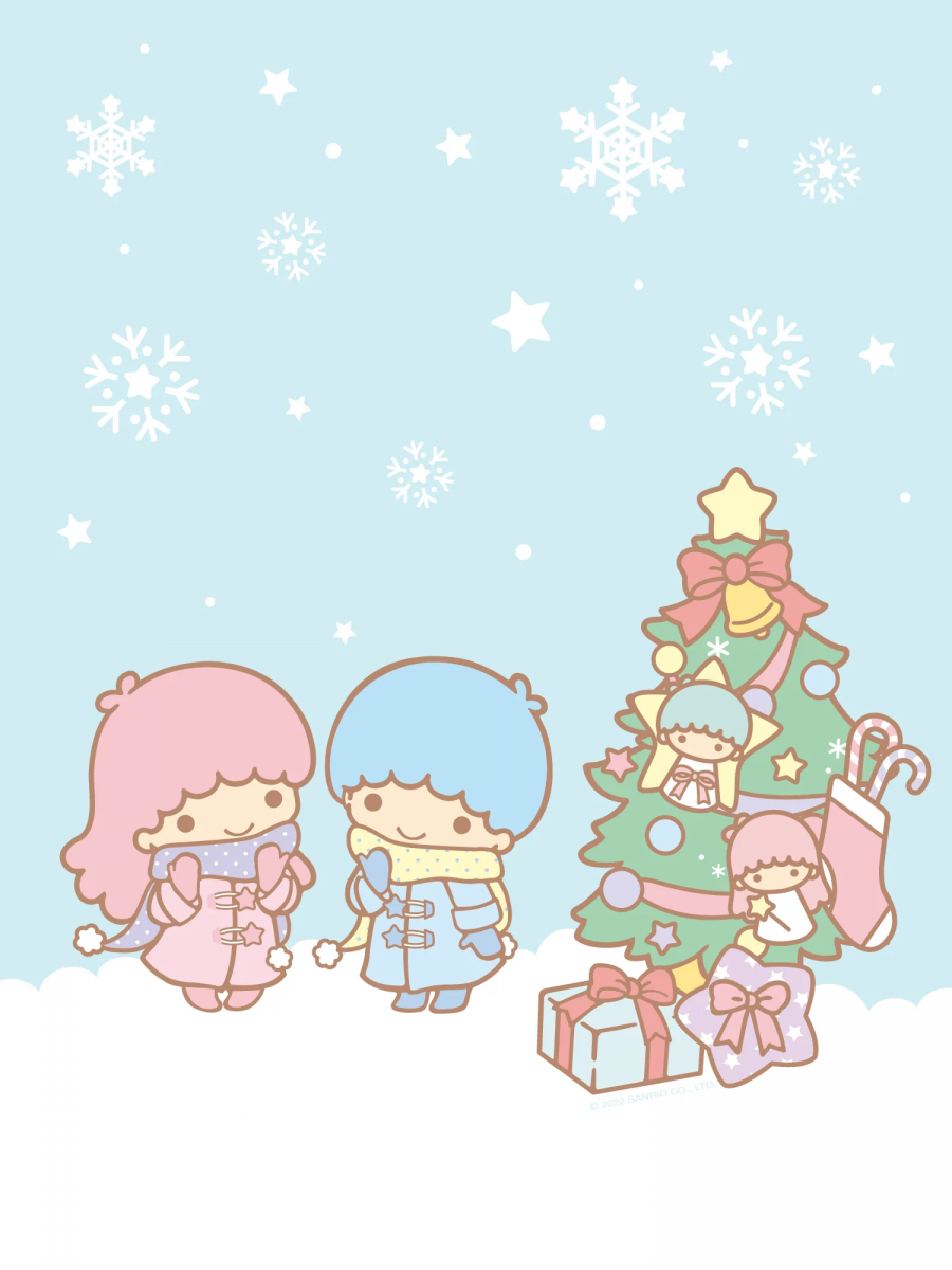 Little Twin Stars phone wallpaper blue Christmas