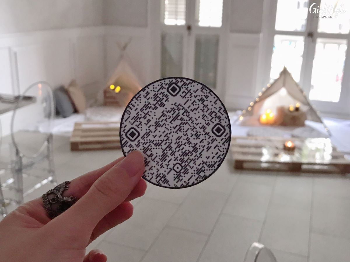 QR code for adding songs to campfire playlist at The Secret Patio Indoor Planetarium Campfire Night pop up dining