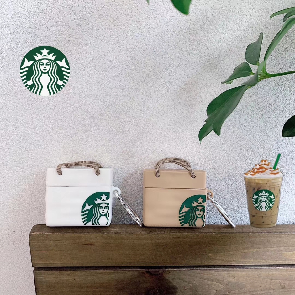 Starbucks white and brown shopping bag AirPods cases