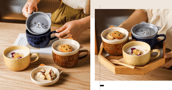 These Cat-Themed Mugs Have Lids That Double Up As A Dessert Plate, Get Them Online In Singapore