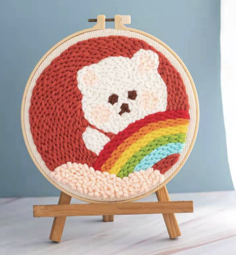 Bear Peeking Over A Rainbow DIY Punch Needle Kit
