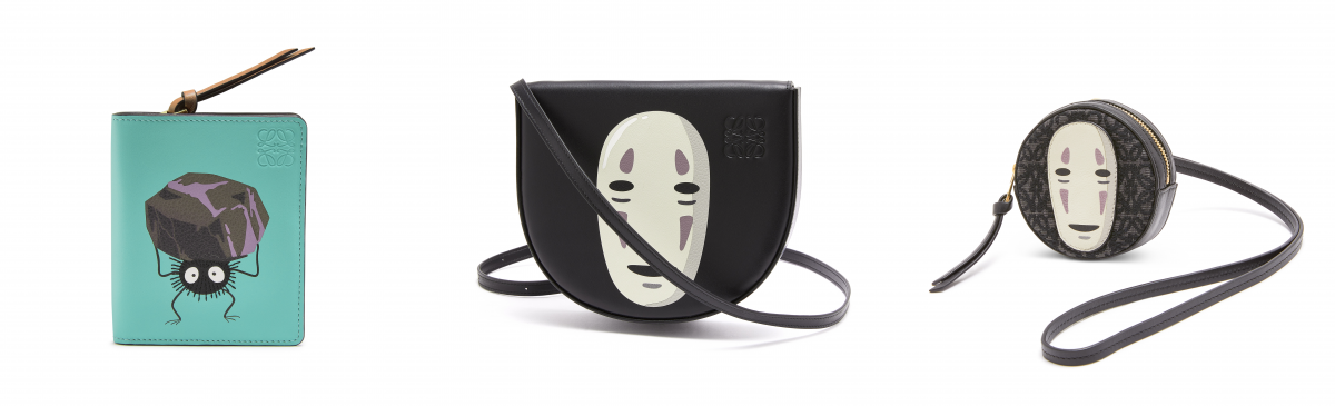 LOEWE x Spirited Away Compact Zip Wallet Heel Kaonashi mini bag and Cookie Pouch bag