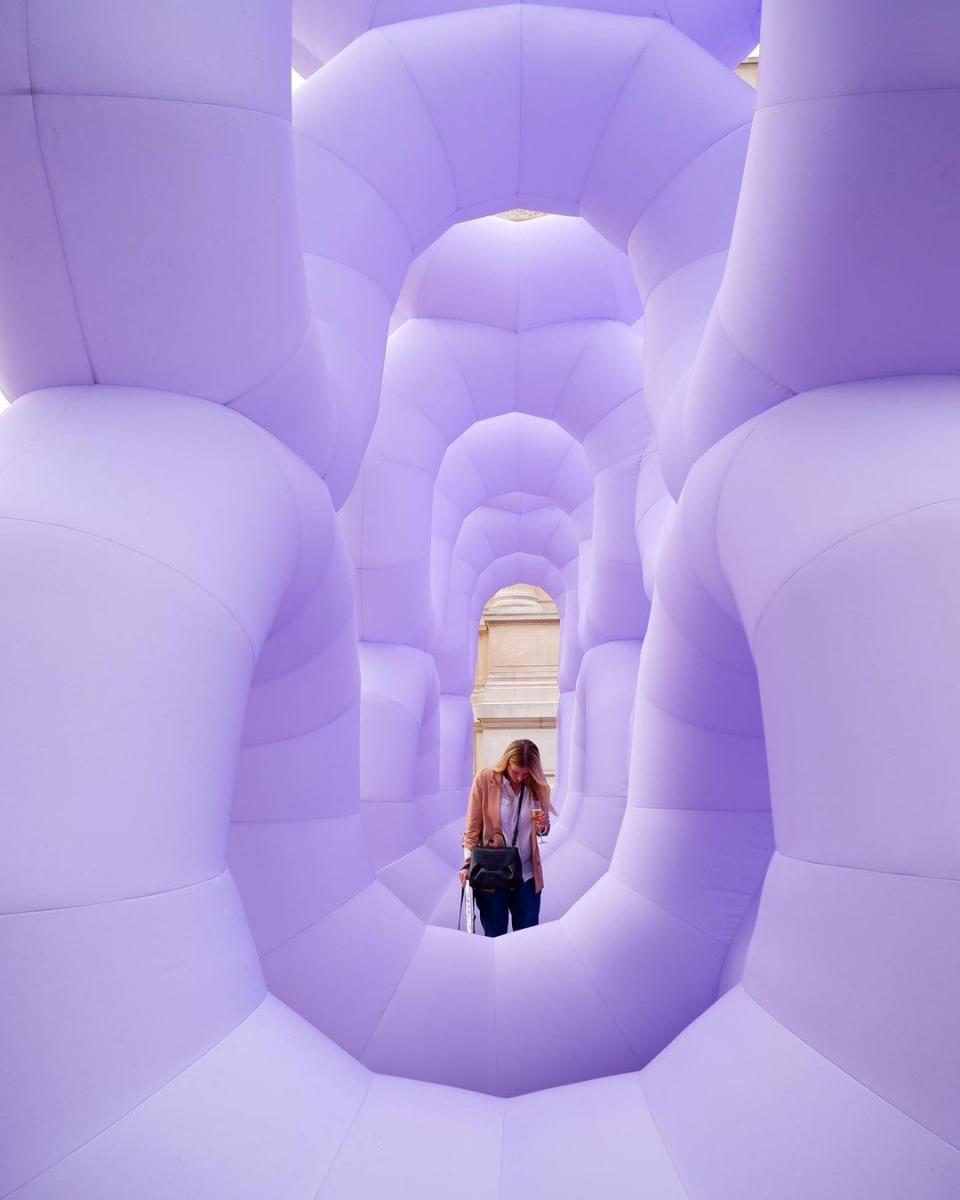 Inside The Art of Dreams Remember Your Dreams by Cyril Lancelin purple inflatable installation