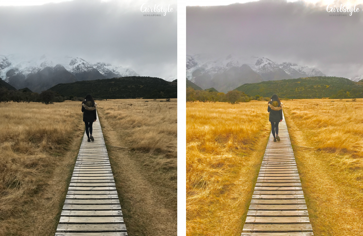 Before & after photo editing on phone - fields in New Zealand