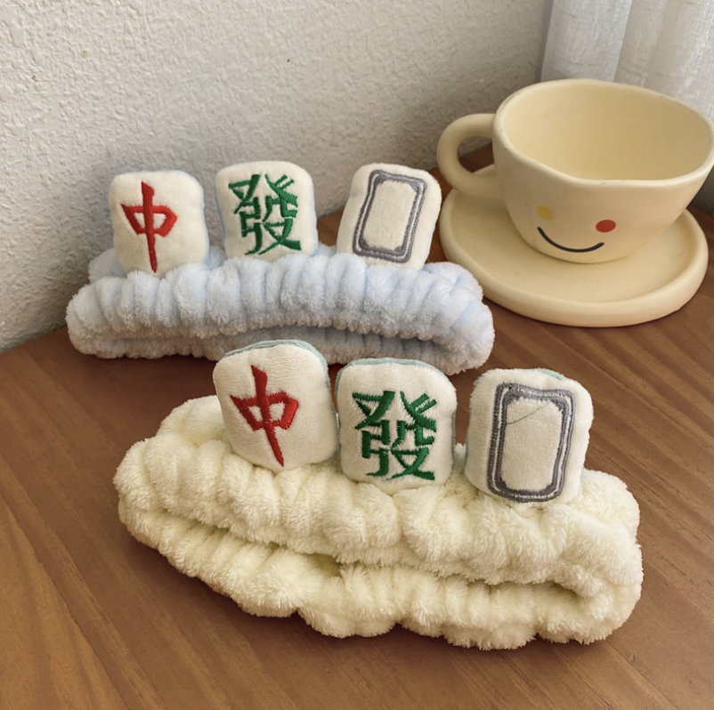 Mahjong-themed fluffy headbands