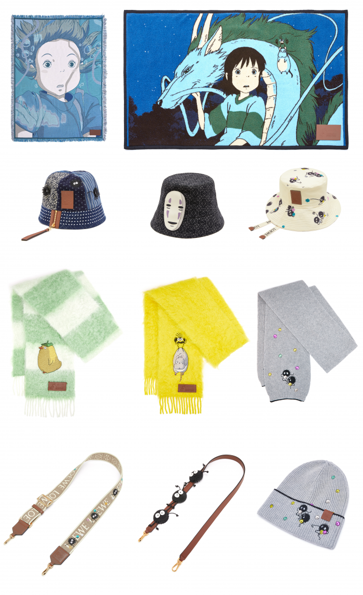 LOEWE x Spirited Away blankets hats scarves and bag straps