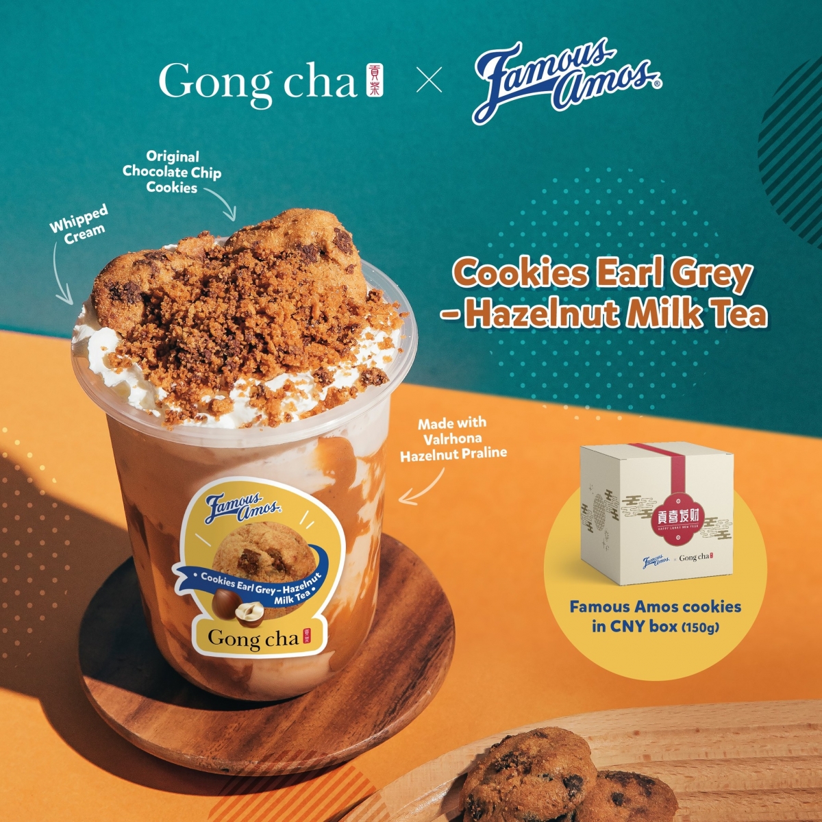 Gong Cha x Famous Amos Cookies Earl Grey hazelnut milk tea