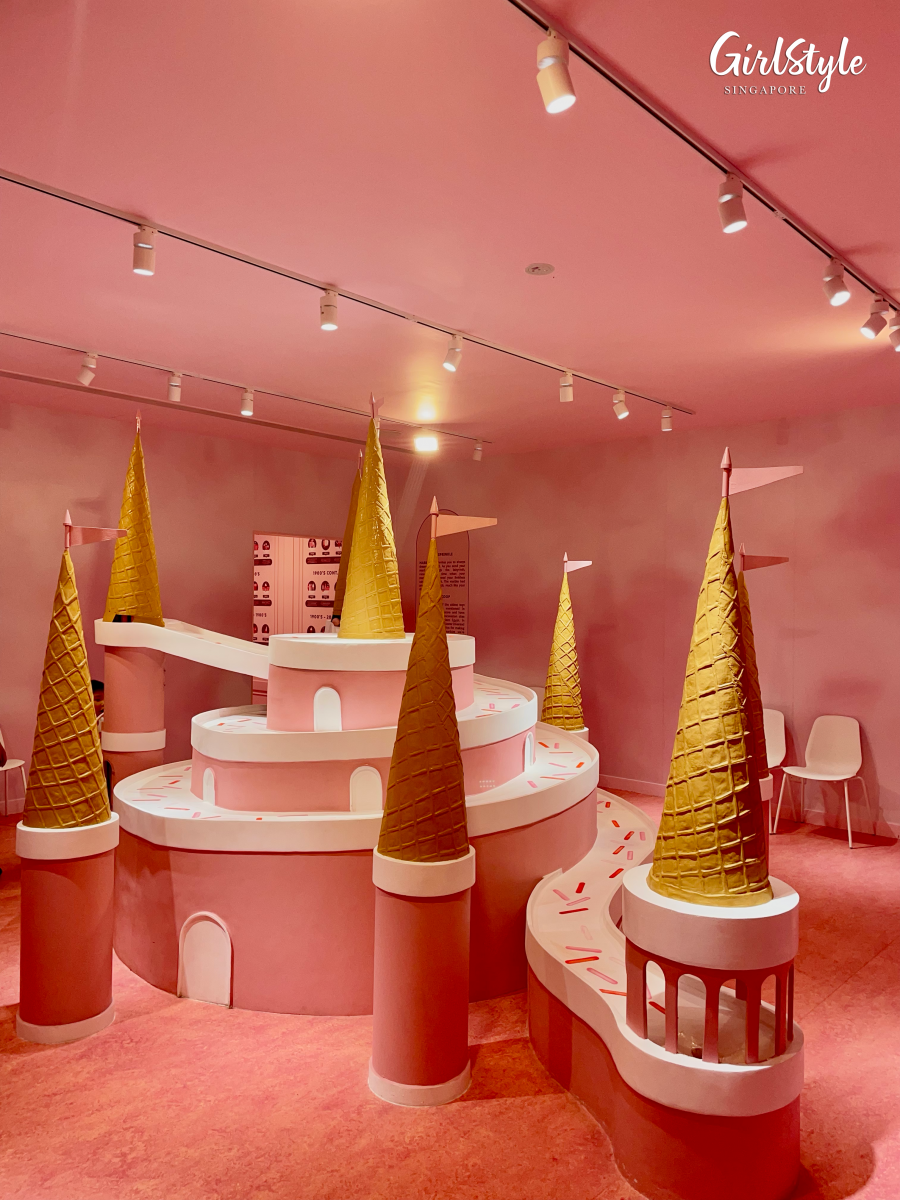 MOIC SG Night at the Museum_giant interactive pink castle with ice cream cones