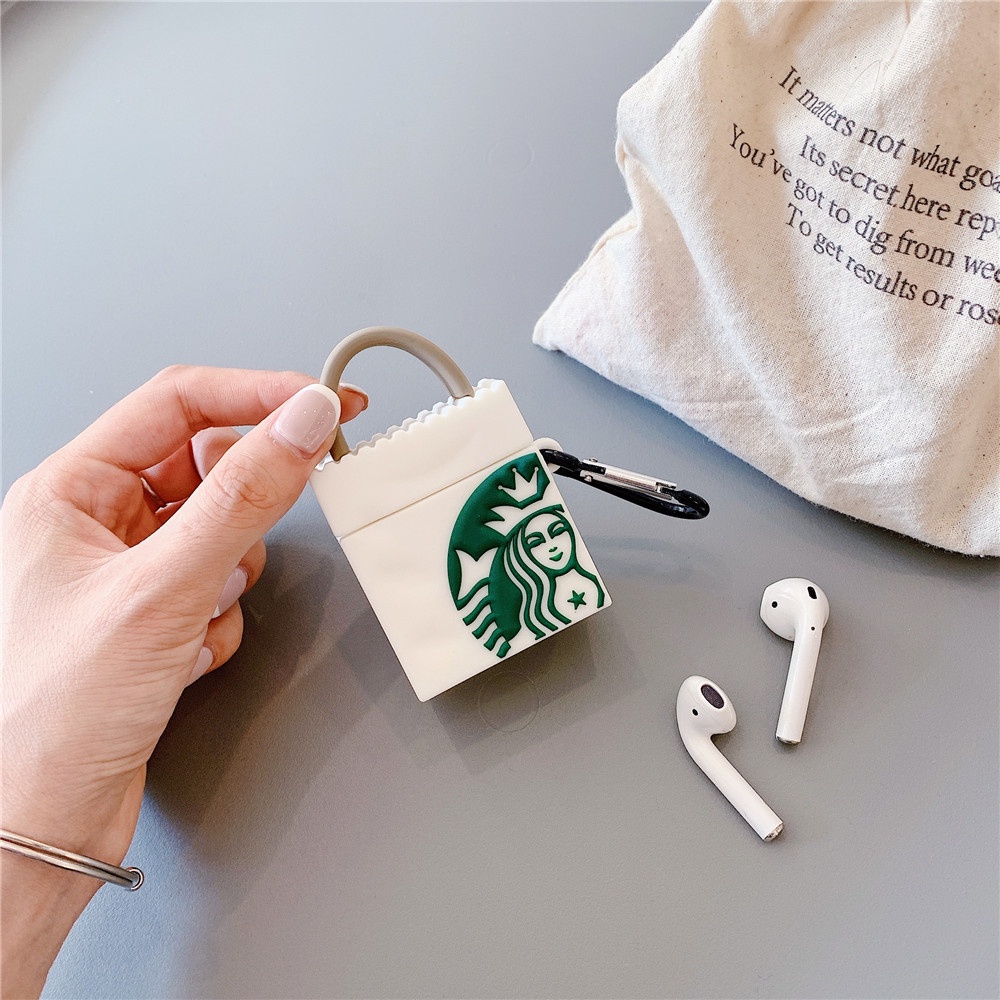 Starbucks white paper bag AirPods case