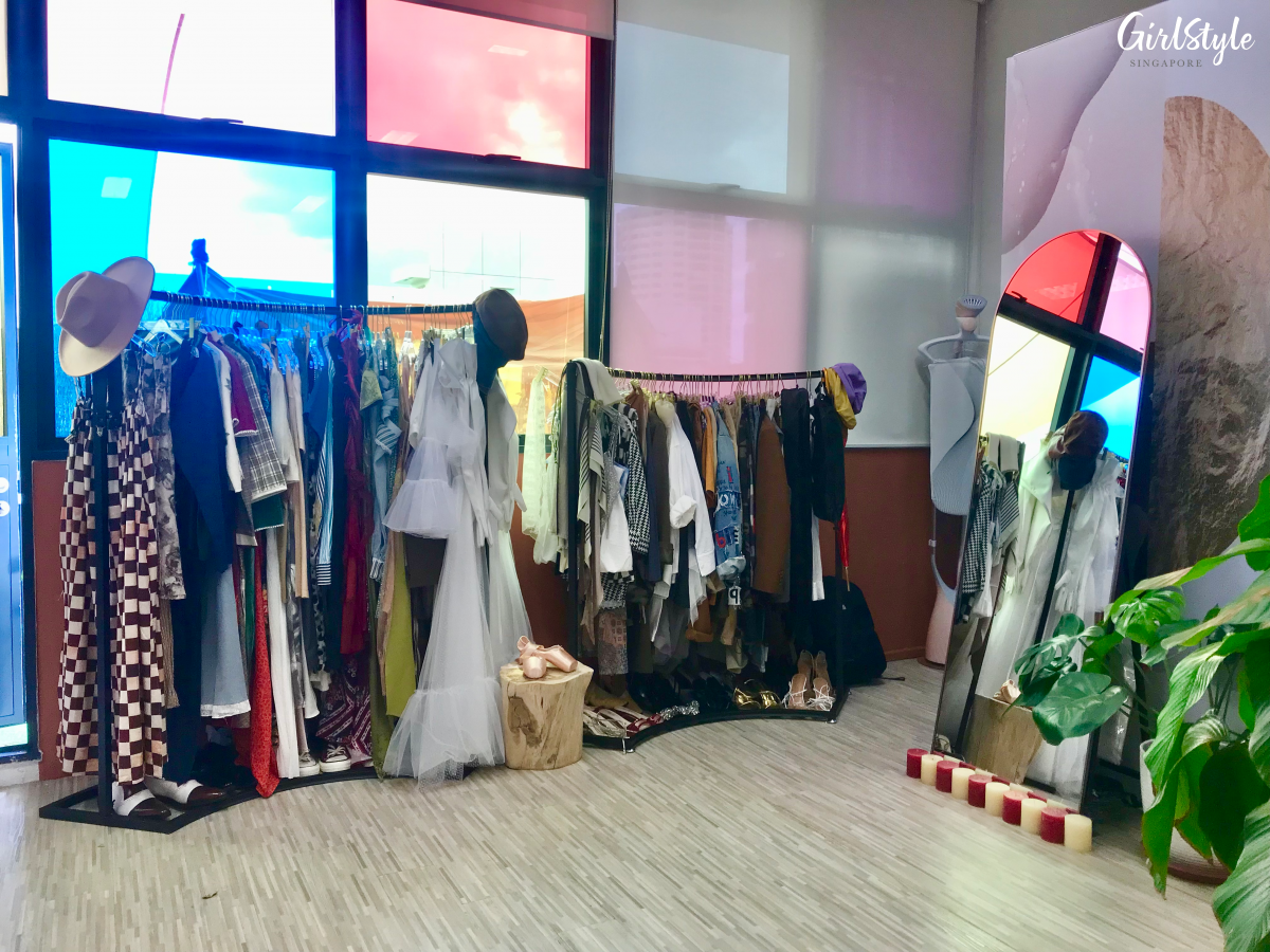 Costumes, clothes and shoes at dressing room of Parallel Egos Studios