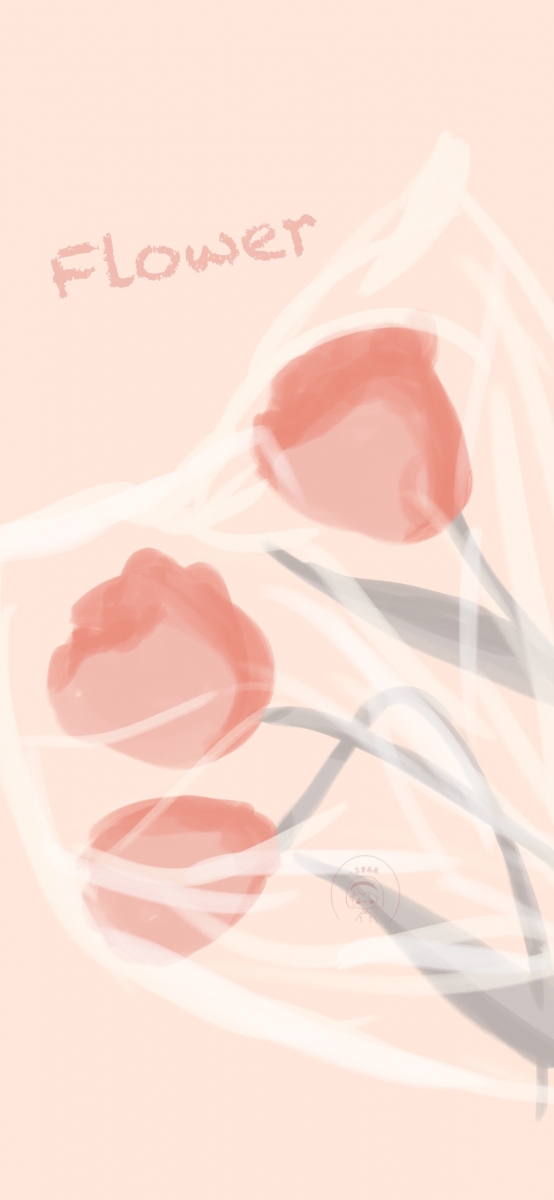 Pink tulips illustration phone wallpaper