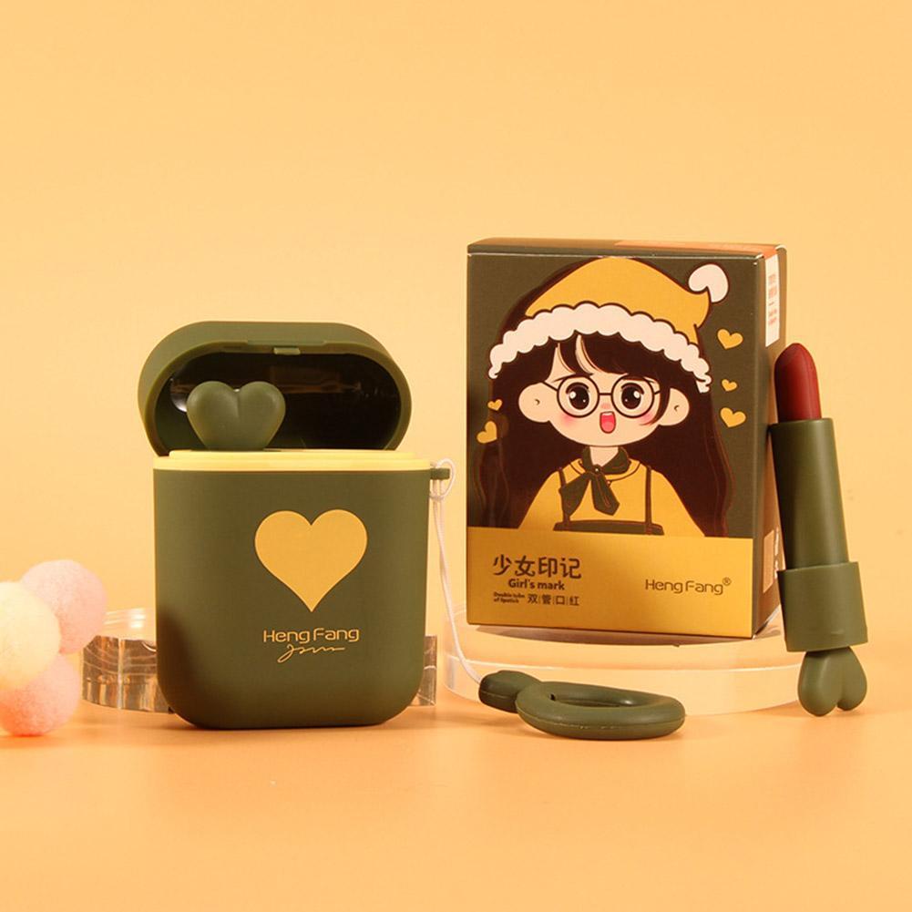 Heng Fang Velvet Lipstick set in green AirPods-shaped packaging