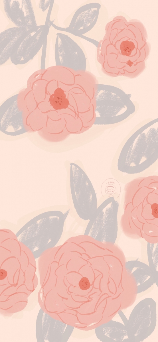 Pink flowers illustration phone wallpaper