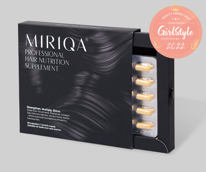 Miriqa® Professional Hair Nutrition Supplement, $125 per box.