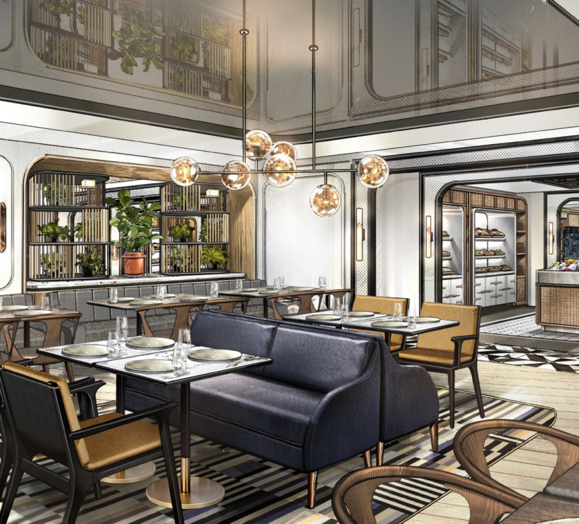 Hilton Singapore Orchard - Estate Restaurant seating area rendering