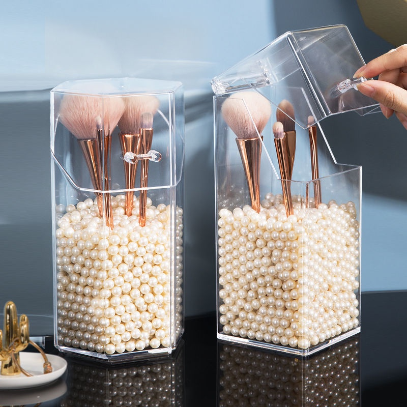 Clear acrylic makeup brush holder in Singapore