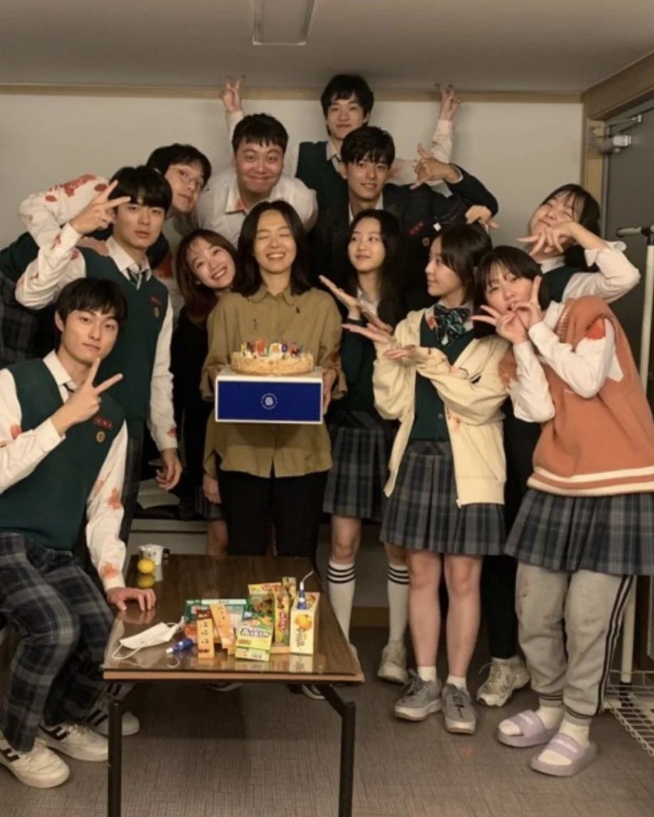 Birthday celebration behind the scenes of All of Us Are Dead