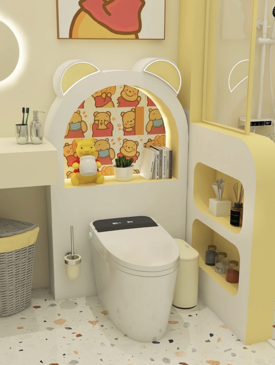 Winnie-the-Pooh themed bathroom toilet bowl