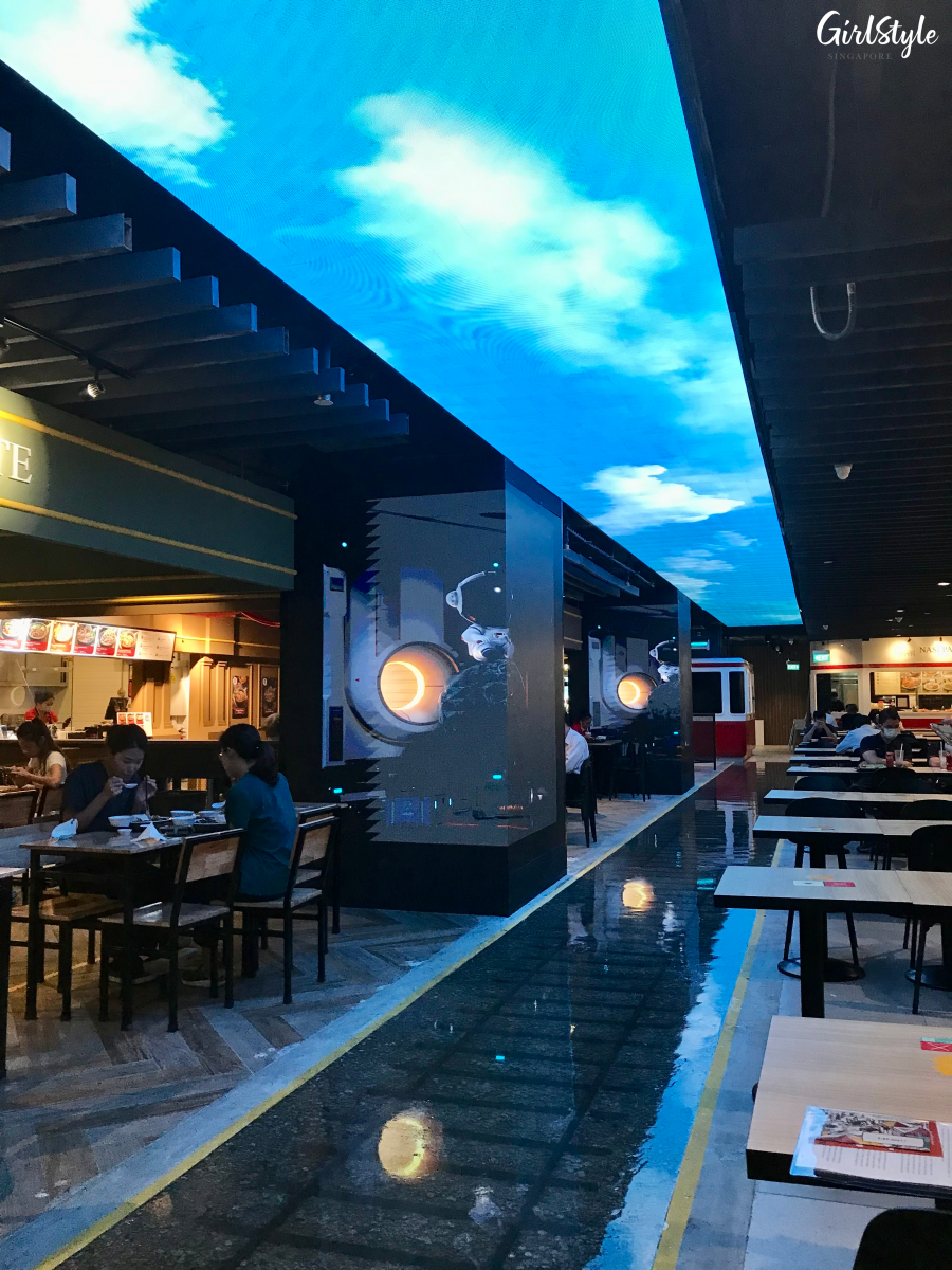 LED ceiling and railway track installationat Food Junction Great World