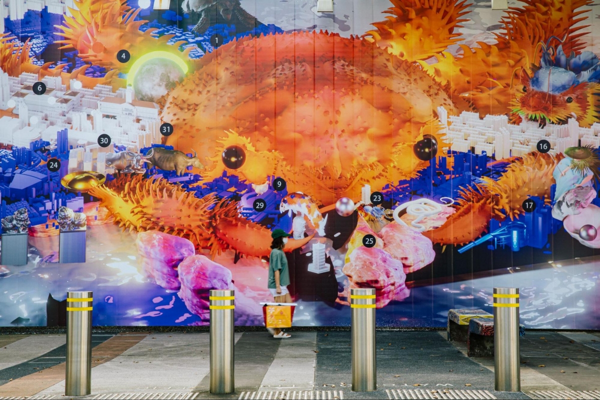 The Green Crab mural at Singapore Art Museum