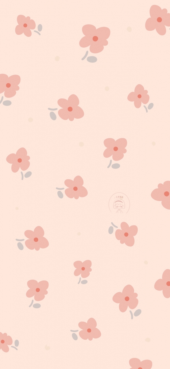 Small pink flowers illustration phone wallpaper