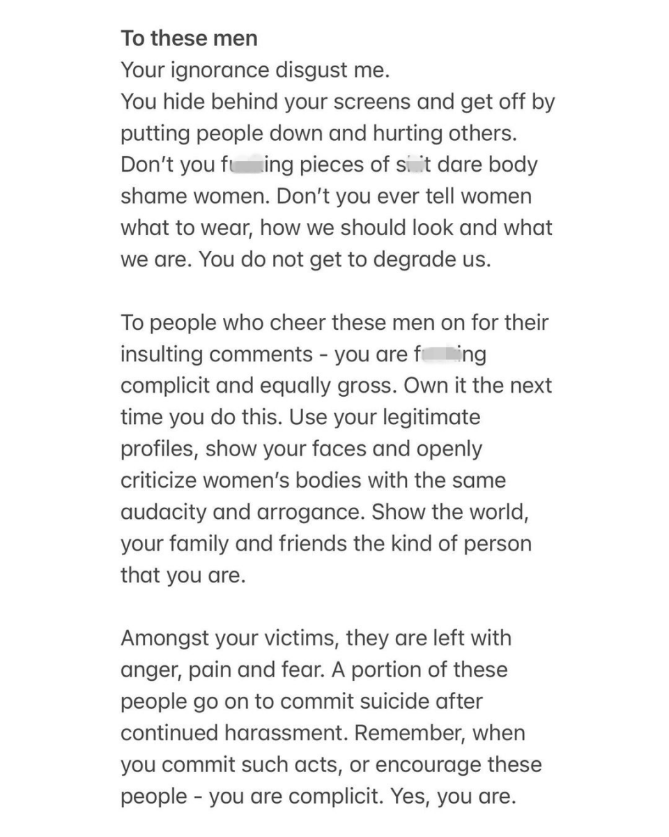 Chrysan Lee calls out guys who ridicule her small boobs