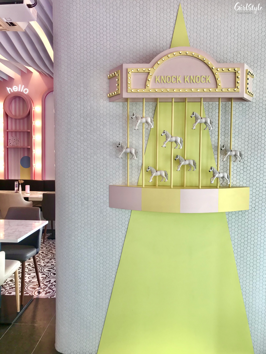 Carousel decor at Knock Knock Cafe