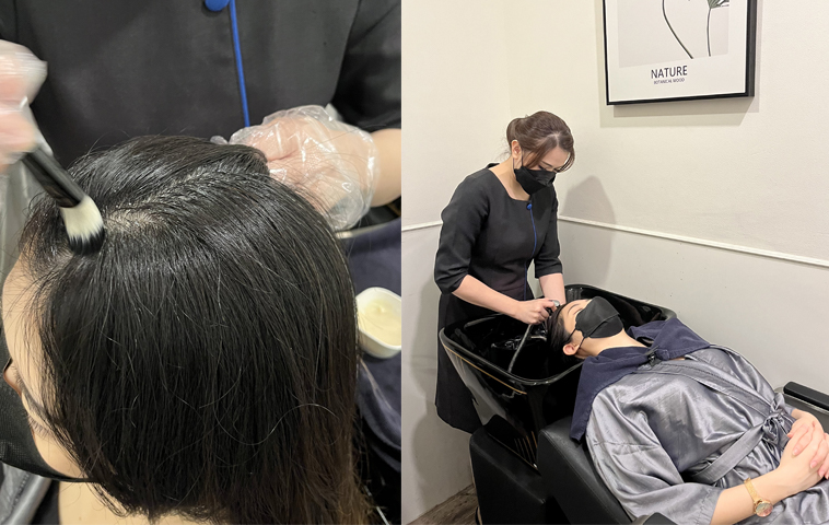 TK TrichoKare’s Advanced Scalp Detox & Care Treatment starts off with a deep cleanse of the scalp.