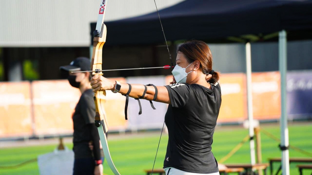 Archery lessons by the beach at Palawan Green Sentosa