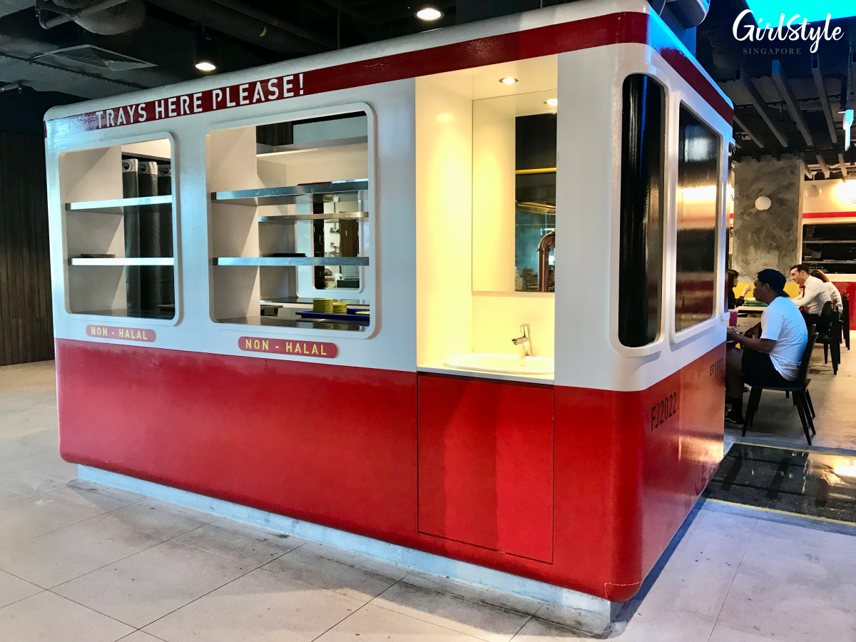 Train carriage tray return station at Food Junction Great World