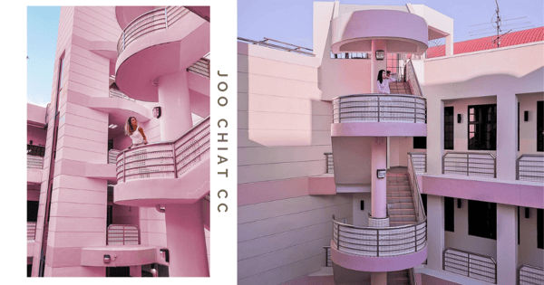 Hidden Photo Spot: Pastel Pink Building In Singapore With Whimsical “Wes Anderson” Vibes