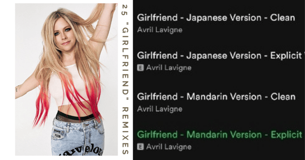 Avril Lavigne Has A 25-Song Playlist Full Of “Girlfriend” Remixes Including Chinese & Japanese Versions