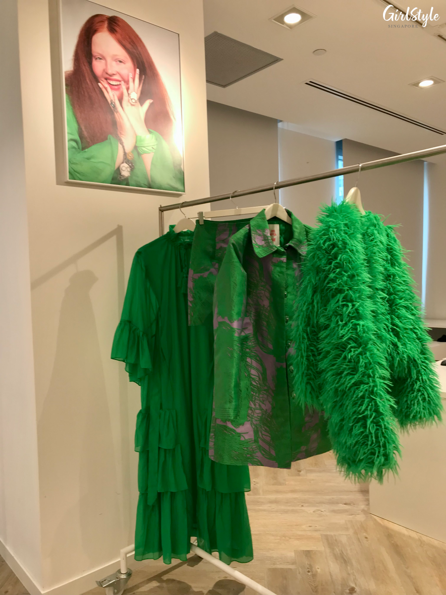 Iris Apfel x H&M green dress, coat, skirt and jacket