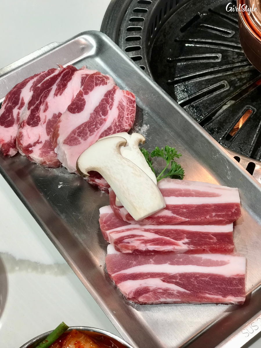 Pork Belly and Iberico Pork Collar - Omma Korean Charcoal BBQ