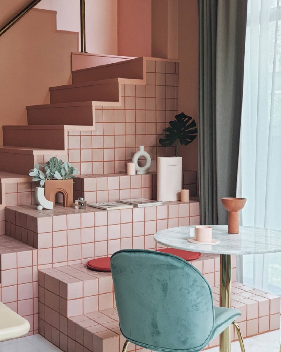 Dining nook of an Insta-worthy cafe-themed home in Bangkok, Thailand