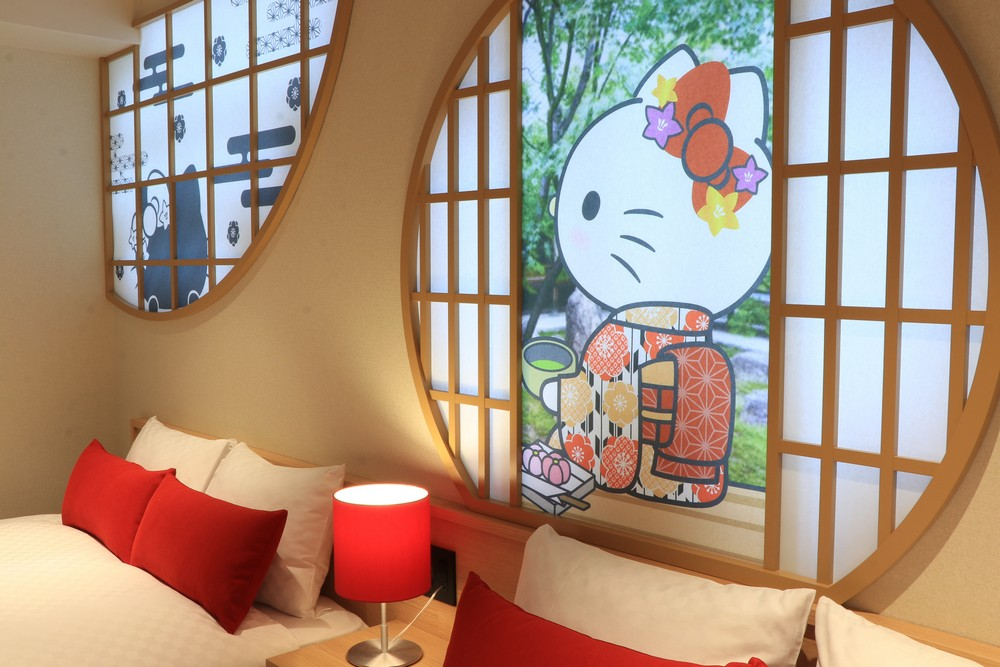 Hello Kitty Hotel Room at Resi Stay Kyoto Japan