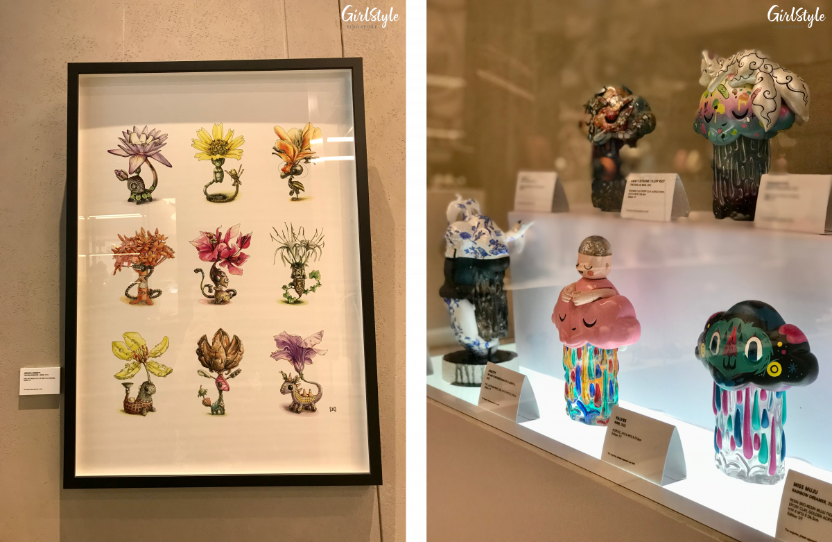 Texture Monster illustration and customised Eemo Cloud designer toys - Show Your Eemo exhibition by Jessica Emmett at BLAXK by ActionCity Funan mall