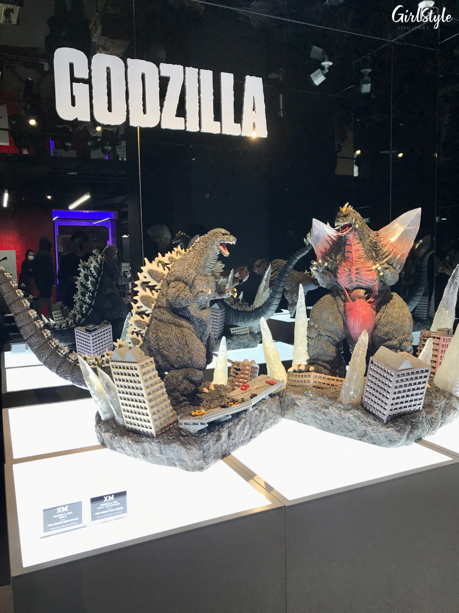 Godzilla statues at XM Store
