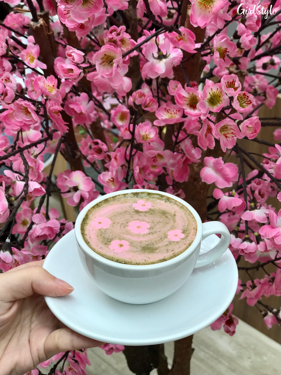 Hot sakura matcha at FLIPPER'S Singapore