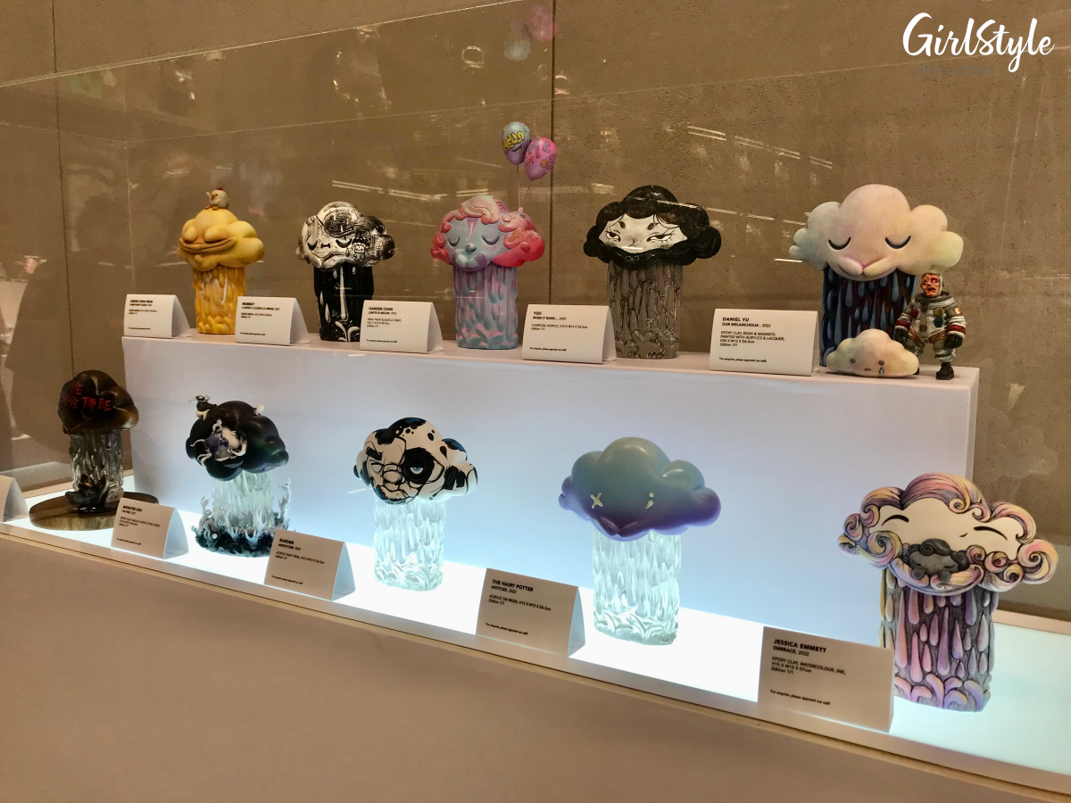 Customised Eemo Cloud art toys - Show Your Eemo exhibition by Jessica Emmett at BLAXK by ActionCity Funan mall