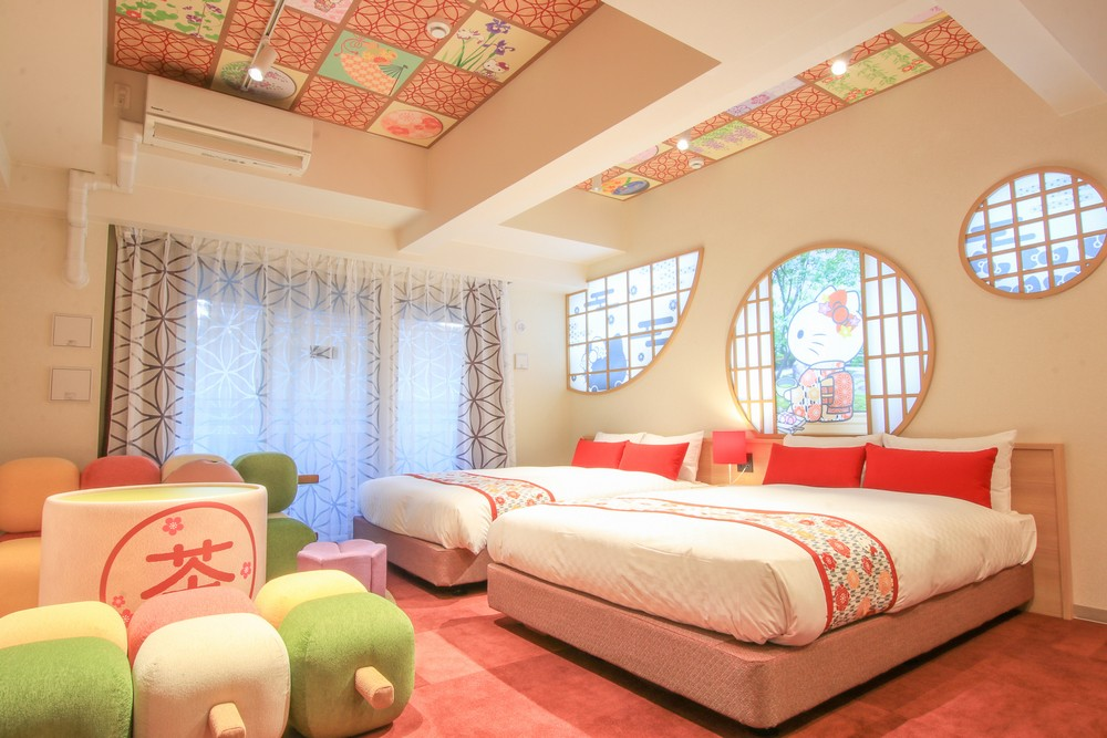 Hello Kitty Hotel Room at Resi Stay Kyoto Japan