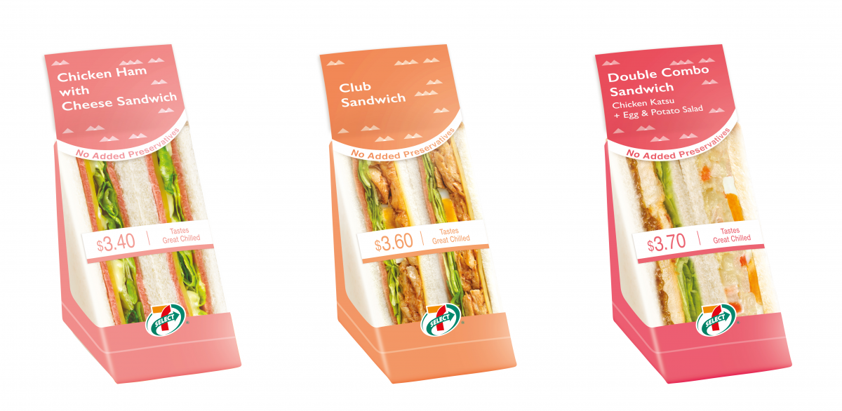 7-Eleven 7-SELECT milk bread sandwiches - Chicken Ham, Club and Double combo with Chicken Katsu