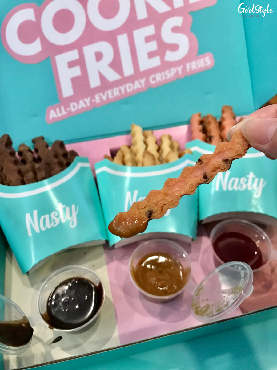 Nasty Cookie Strawberry Cookie Fries dipped in curry sauce