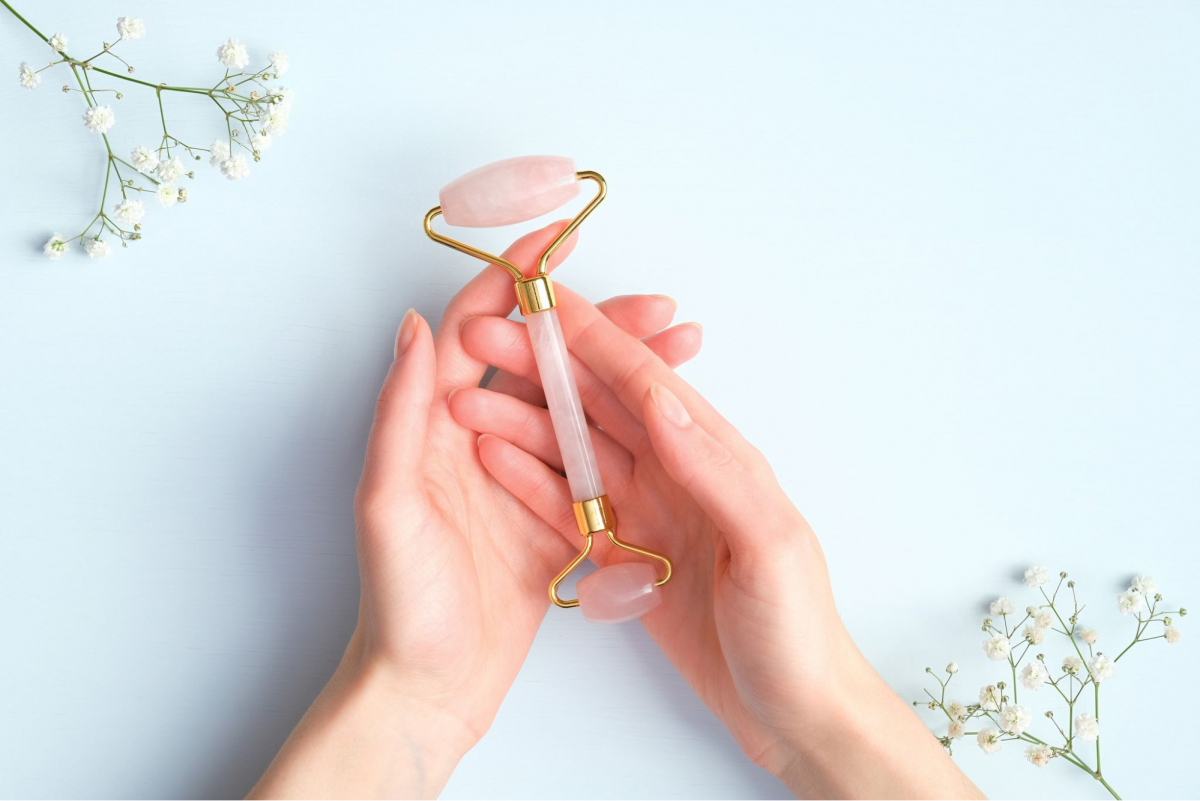 Sheet mask hacks - massage with face roller