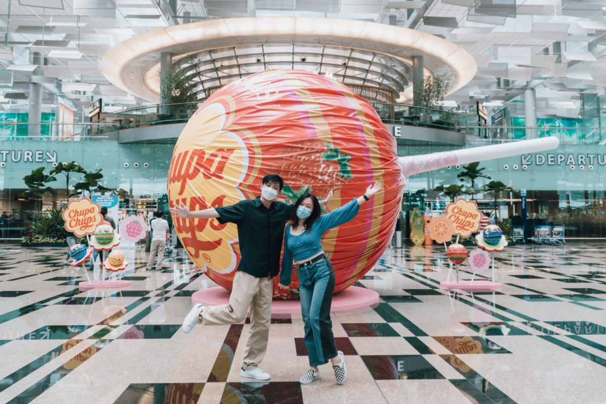 Giant Chupa Chups lollipop at Changi Airport