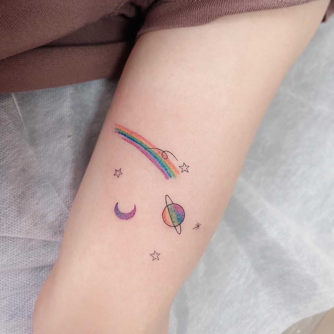 Whimsical fine line tattoo by Sylvia Tattoo in Singapore