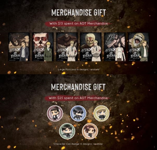 Attack On Titan Cafe in Singapore - free merchandise